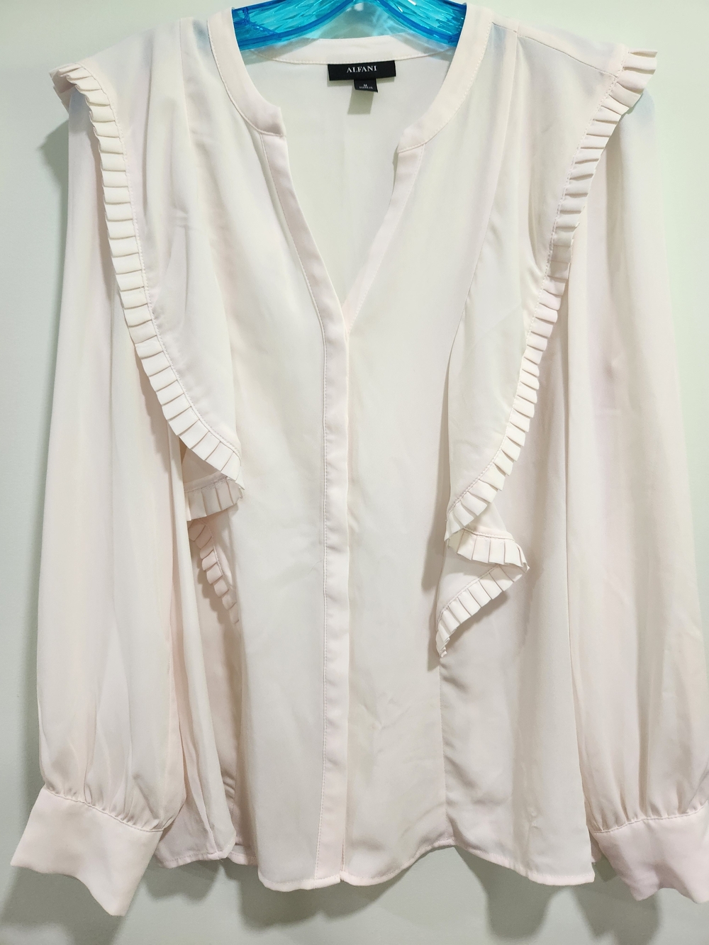Alfani Women's Cream Ruffle-Trim Blouse